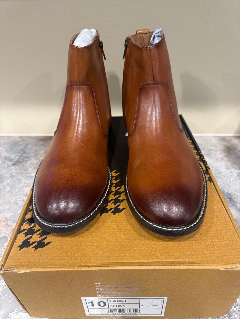 Men's Brown Leather Chukka Boots with Side Zip - Faust